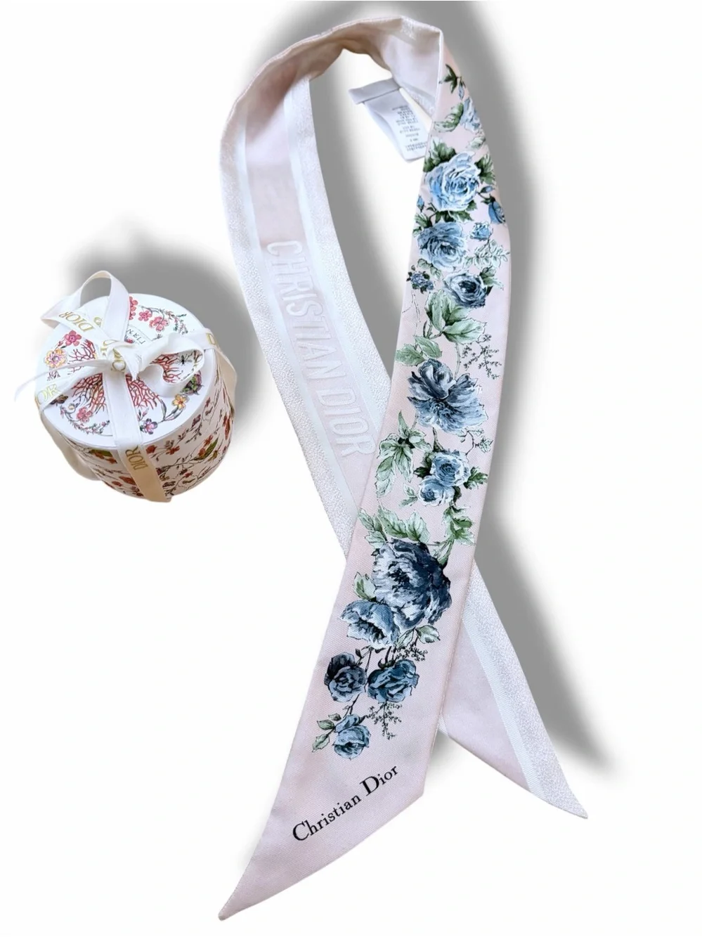 Christian Dior Granville Mitzah Silk Scarf Pink Blue Floral Pietro Ruffo W/ Box